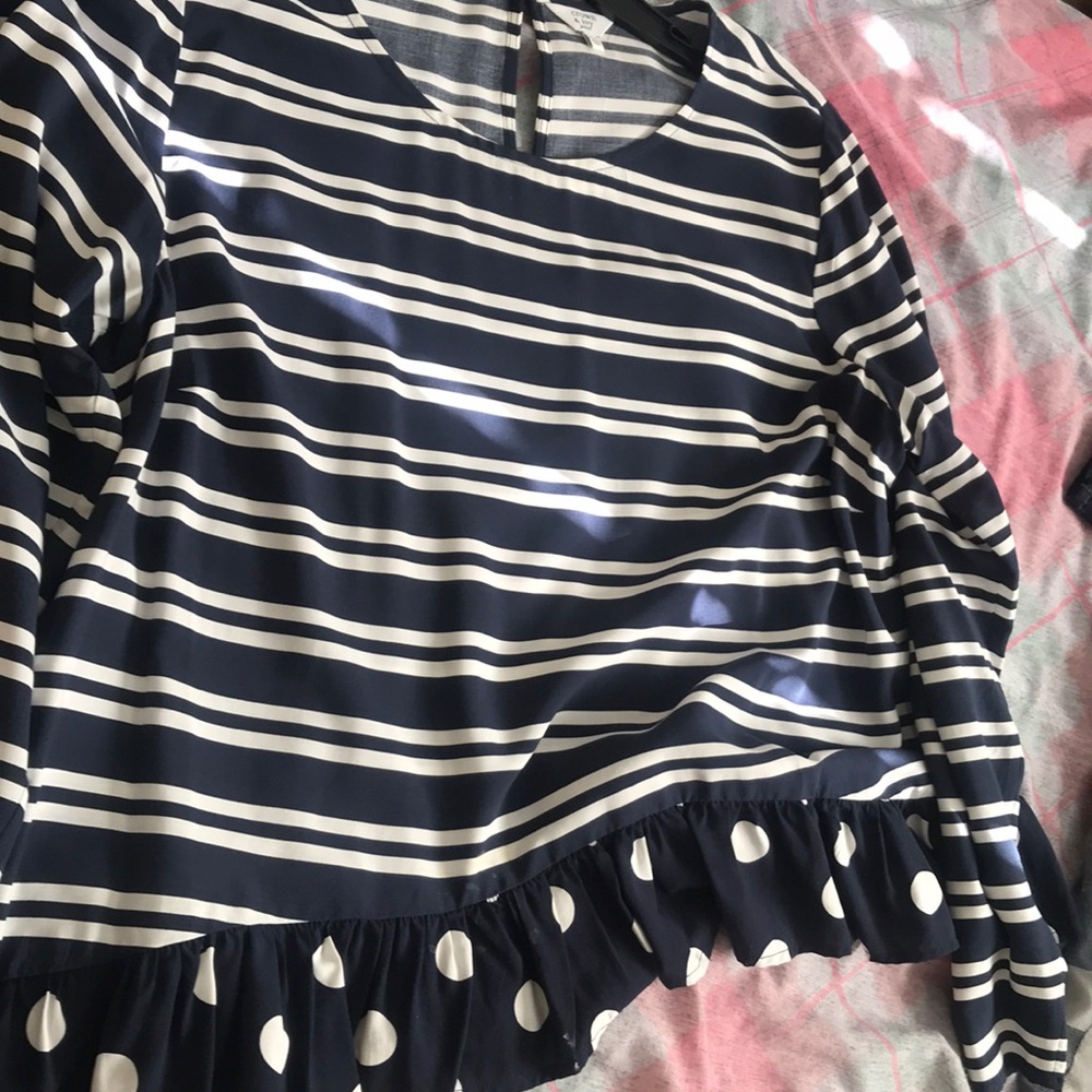Navy Long sleeve Patterned Blouse